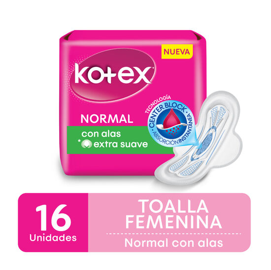 Toallitas Femeninas Kotex Normal Con Alas 16 Un